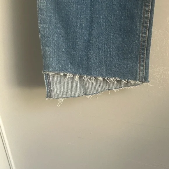 New GRLFRND The Helena Straight Leg Medium Wash Blue Distressed Ankle Denim Jean - Picture 5 of 11